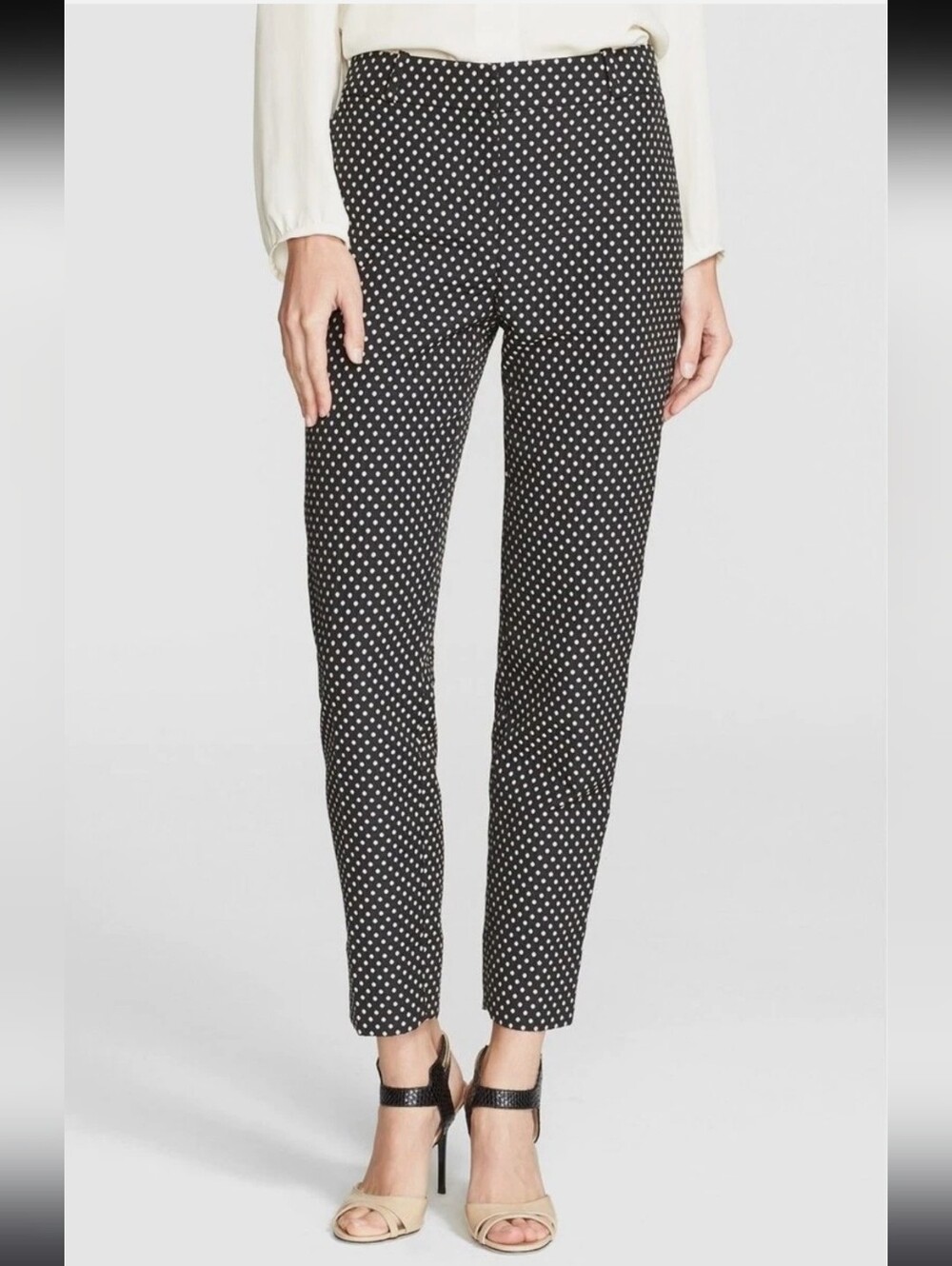 KATE SPADE New York Black & White MARGAUX Café DOT Crop Pants Size 2